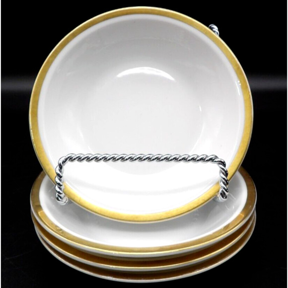 Vintage PMS Turin Bavaria Berry Bowl White with Gold Trim Set of 4 - Picture 1 of 4